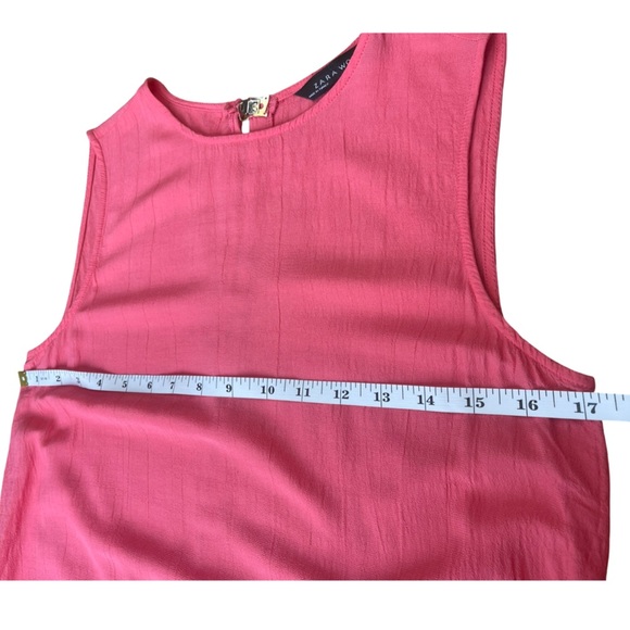 Zara Woman Pink Coral Sleeveless Ruffle Hem Blouse Top - Small - Picture 6 of 11